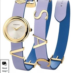 Versace Women's Swiss V-Flare Lavender & Blue Leather Wrap Strap Watch 28mm